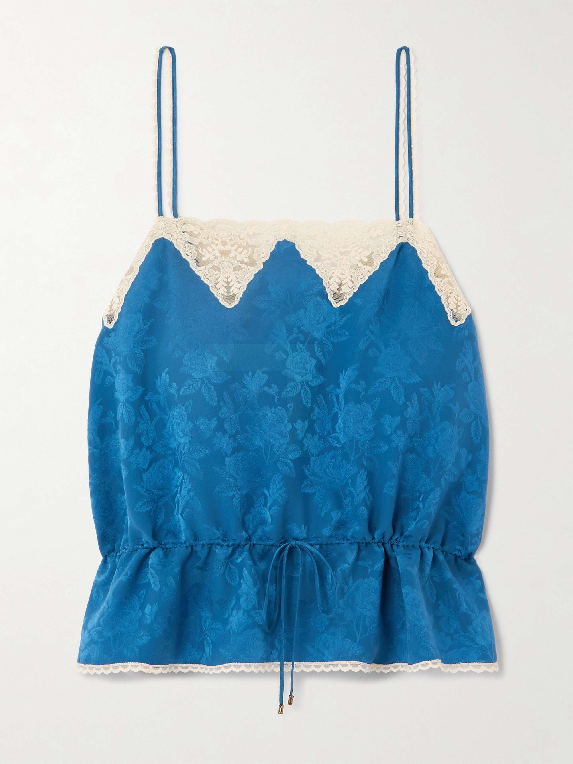 Lace-Trimmed Silk-Jacquard Camisole