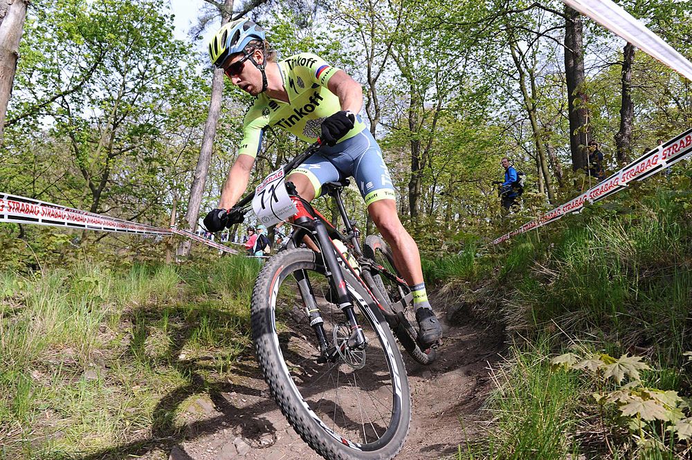 Peter Sagan pre-riding the mountain bike course at Rio Olympic Games
