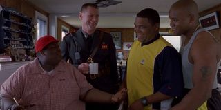Jerod Mixon, Jim Carrey, Anthony Anderson, and Mongo Brownlee in Me, Myself& Irene