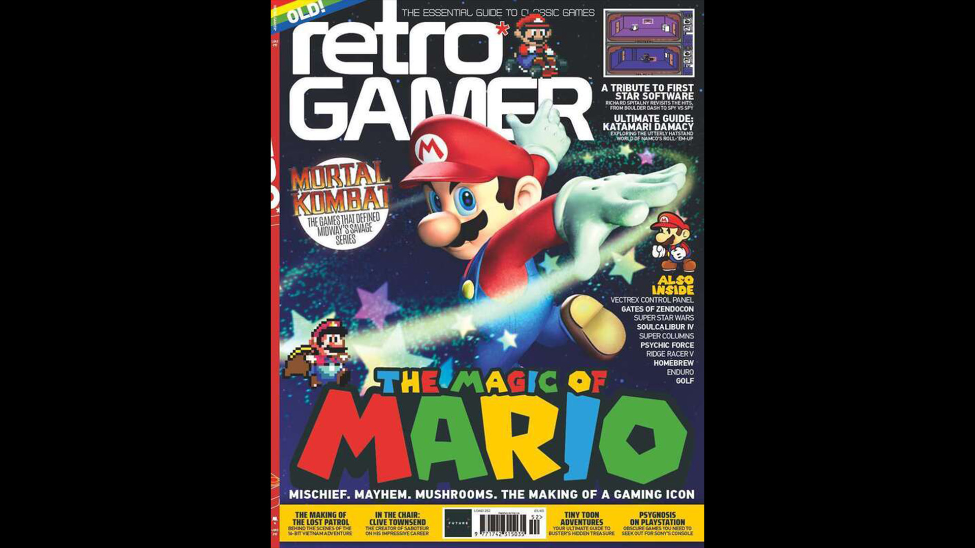 The cover to Retro Gamer 252, showing Mario spinning in space from the Super Mario Galaxy key art with smaller Mario pictures around it with The Magic of Mario headline