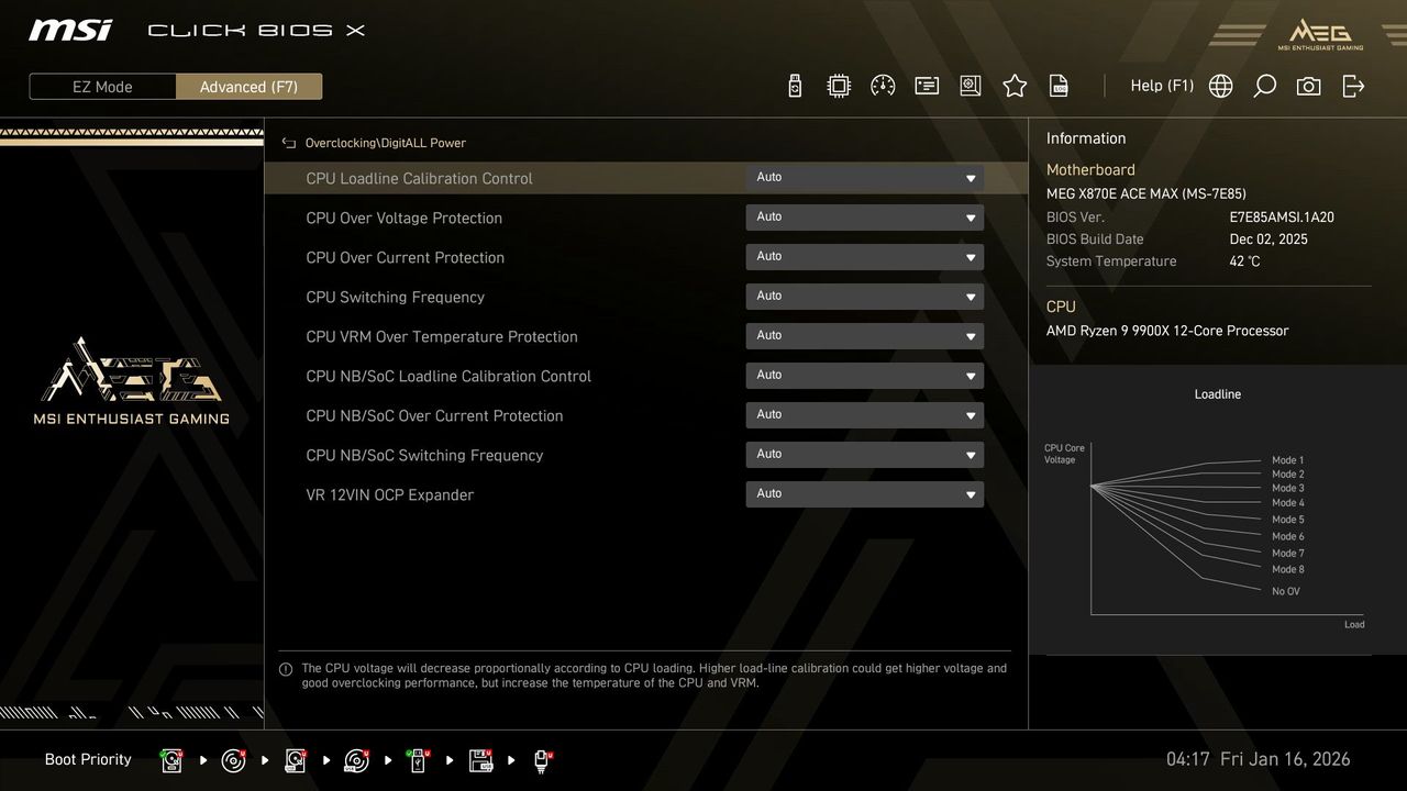 MSI MEG X870E Ace Max - BIOS