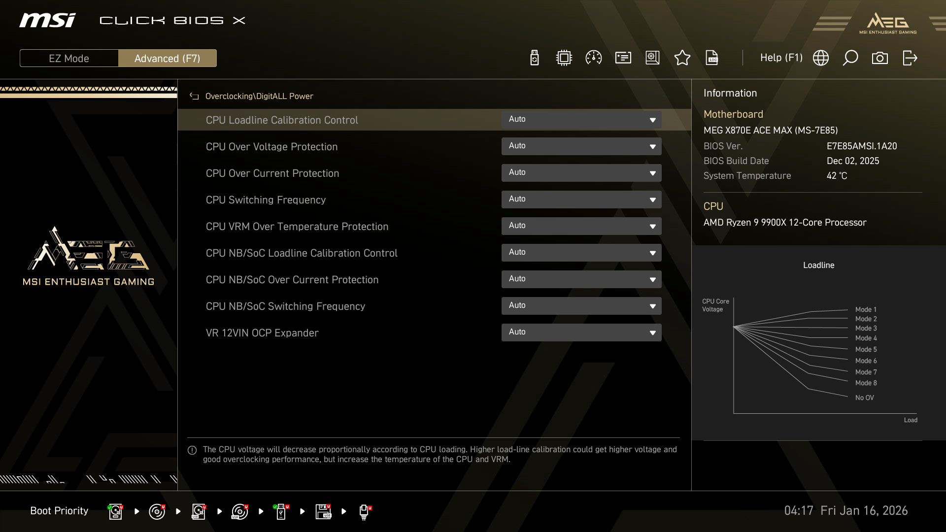 MSI MEG X870E Ace Max - BIOS