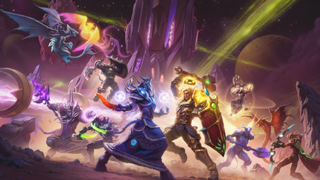 Adventurers do battle in splash art for World of Warcraft: The Burning Crusade Classic Anniversary.
