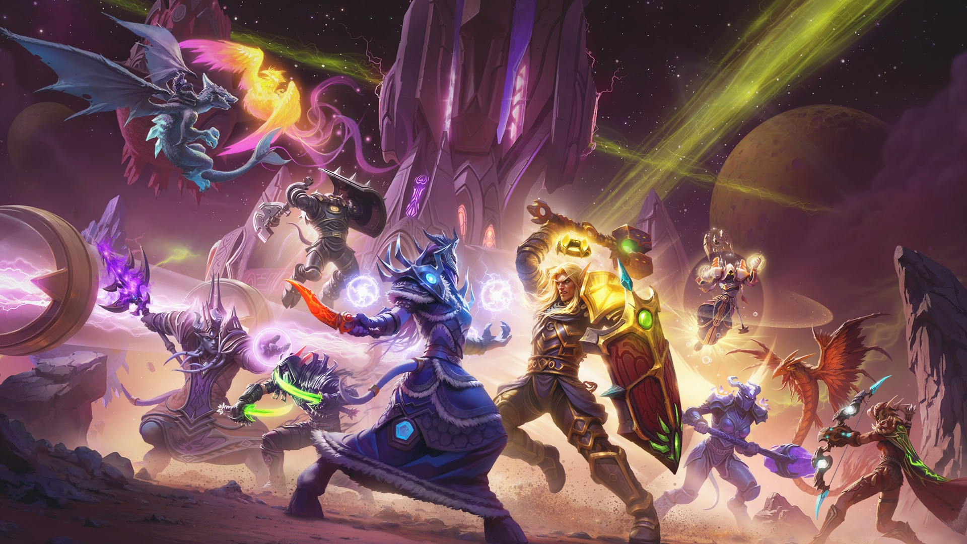 Adventurers do battle in splash art for World of Warcraft: The Burning Crusade Classic Anniversary.