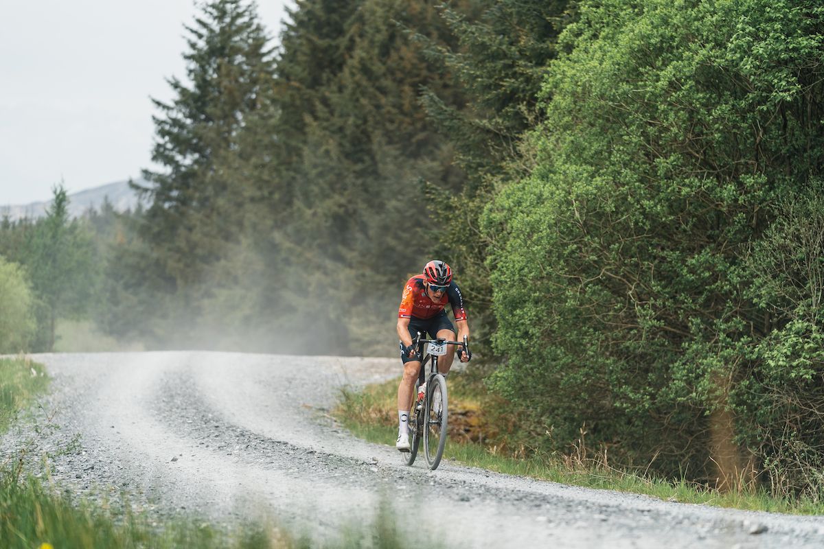 Connor Swift (Ineos Grenadiers) on his way to victory at The Gralloch UCI Gravel World Series race in May