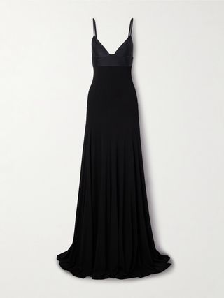 Spallina-Kleid mit Satinbesatz und elastischem Krepp