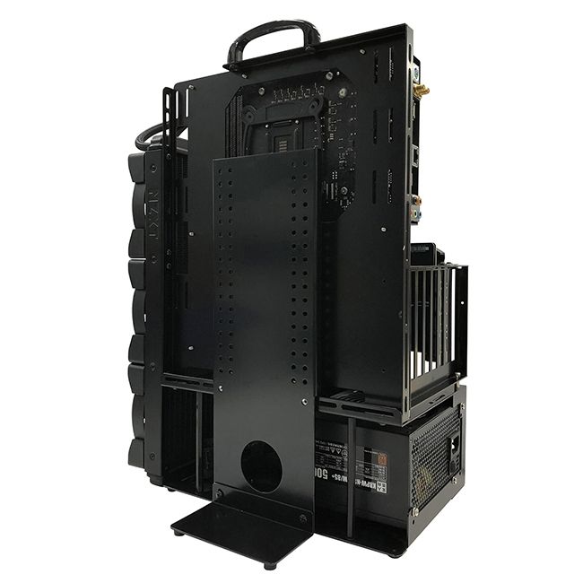 front view of open Nagao Seisakusho case sans monitor
