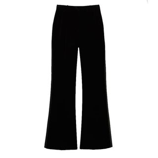 Reiss black velvet wide leg trousers