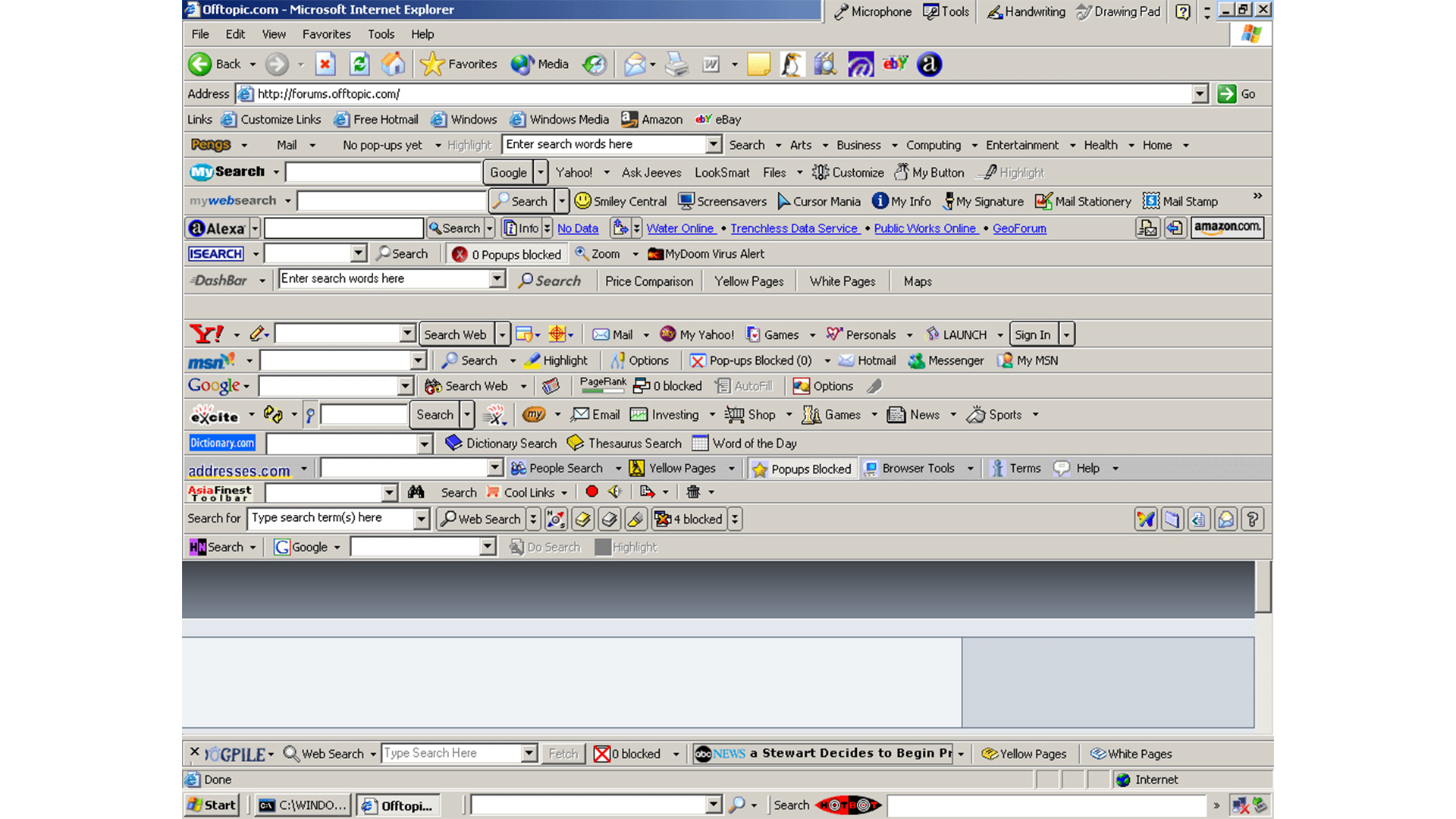 Spyware on the toolbar of a web browser