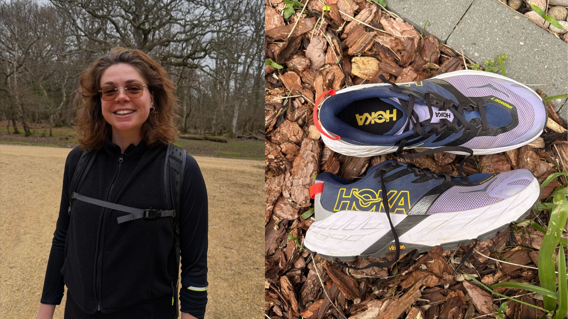 Grace Walsh wearing the Hoka Speedgoat 7 walking and trail running shoes