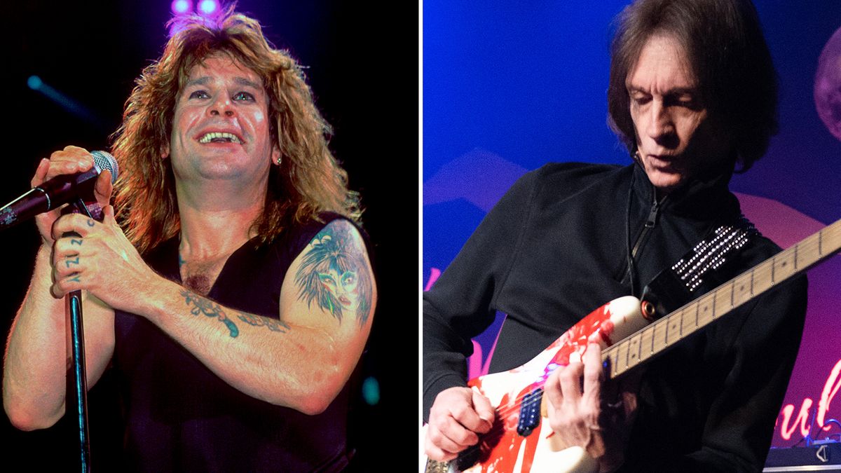 (left) Ozzy Osbourne performs at the Poplar Creek Music Theater in Hoffman Estates, Chicago, Illinois, July 12, 1989. (Photo by Paul Natkin/Getty Images)(right) Chris Impellitteri performs at the 6th Annual Metal Hall Of Fame Charity Gala at The Canyon, in Agoura Hills, California, January 26, 2023. 