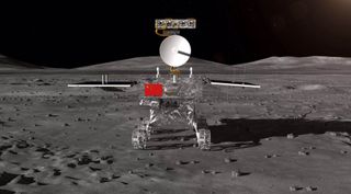 A render of the Chang'e-4 rover on the lunar surface, released Aug. 15, 2018.