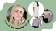 Image of the best Cyber Monday clothing deals under $50, along with writer Amelia Yeomans