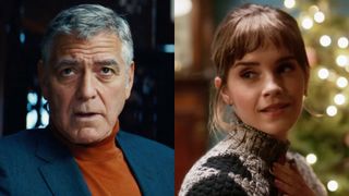 George Clooney and Emma Watson in a side-by-side photo.