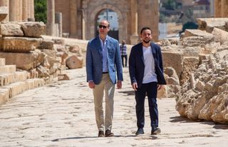 Prince William, Duke of Cambridge and Crown Prince Hussein of Jordan visit the Jerash archaeological site