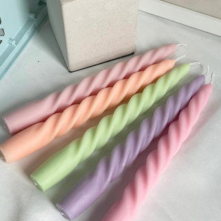 A set of pastel twist taper candles