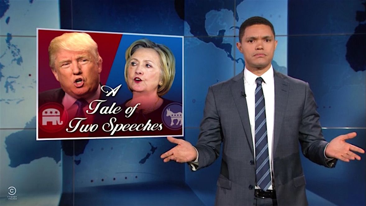 Trevor Noah compares Clinton and Trump&amp;#039;s Orlando speeches