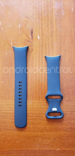 A leaked pixel watch band in two parts