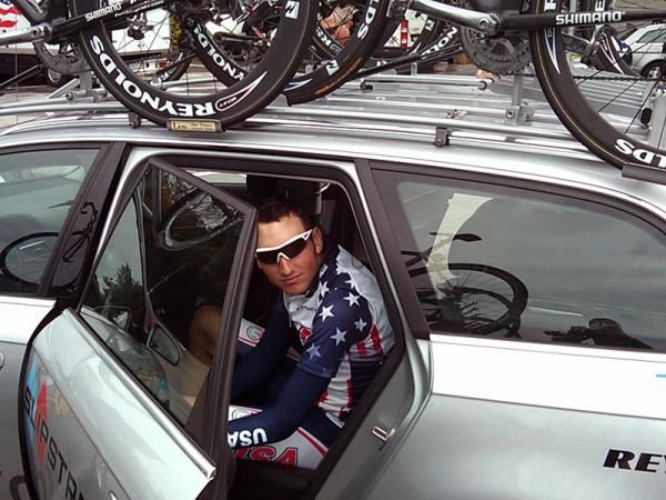 Kirk Carlson on the way to the start.