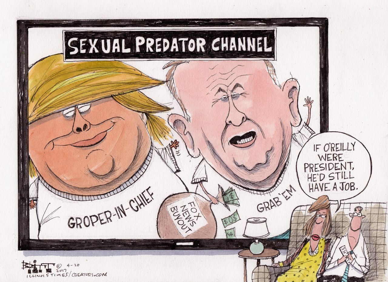 Political Cartoon U.S. Bill O’Reilly Fox News Trump Sexual Assault President