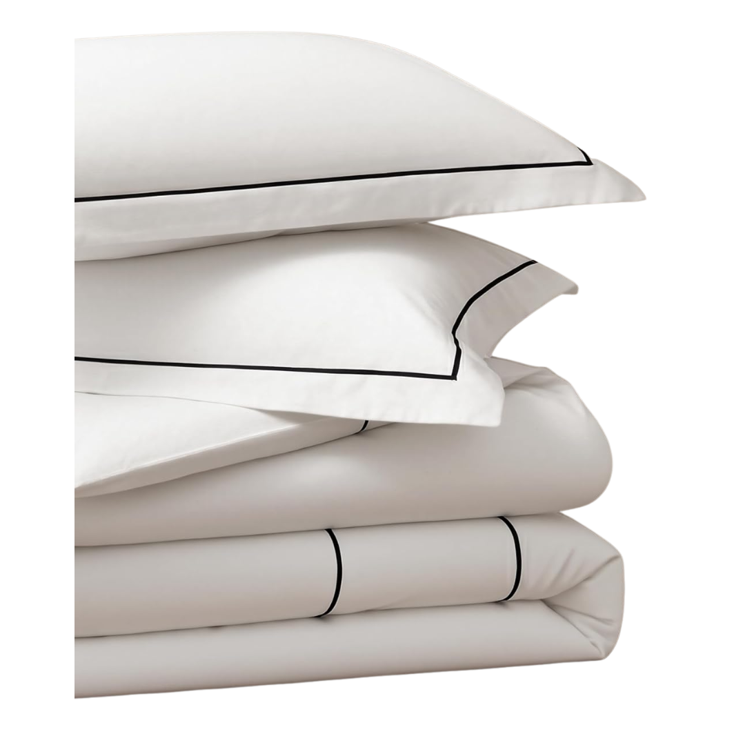 Bedsure 100% Cotton Percale Duvet Cover King, Luxury Hotel Duvet Cover, White Comforter Cover With Frame Embroidery, Purewoven Breathable &amp;amp; Lightweight Bedding Set for All Season, 3 Pieces, 104"x90"
