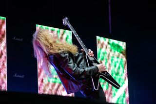 A picture of Megadeth's Dave Mustaine performing live