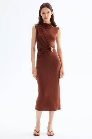 Draped Turtleneck Dress