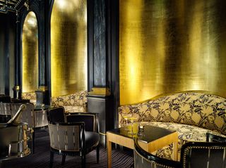 restaurant with golden wall