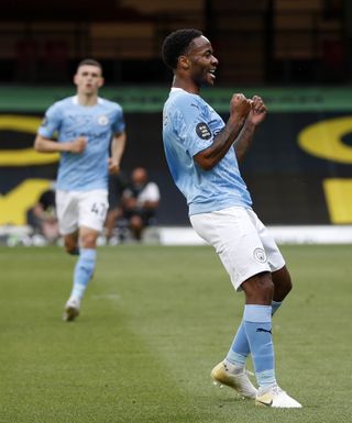 Raheem Sterling scored his 28th and 29th goals of the season for Manchester City in the victory at Watford