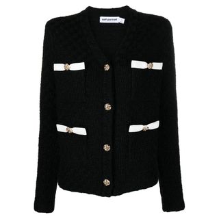 Self-Portrait Weave button-up lurex cardigan