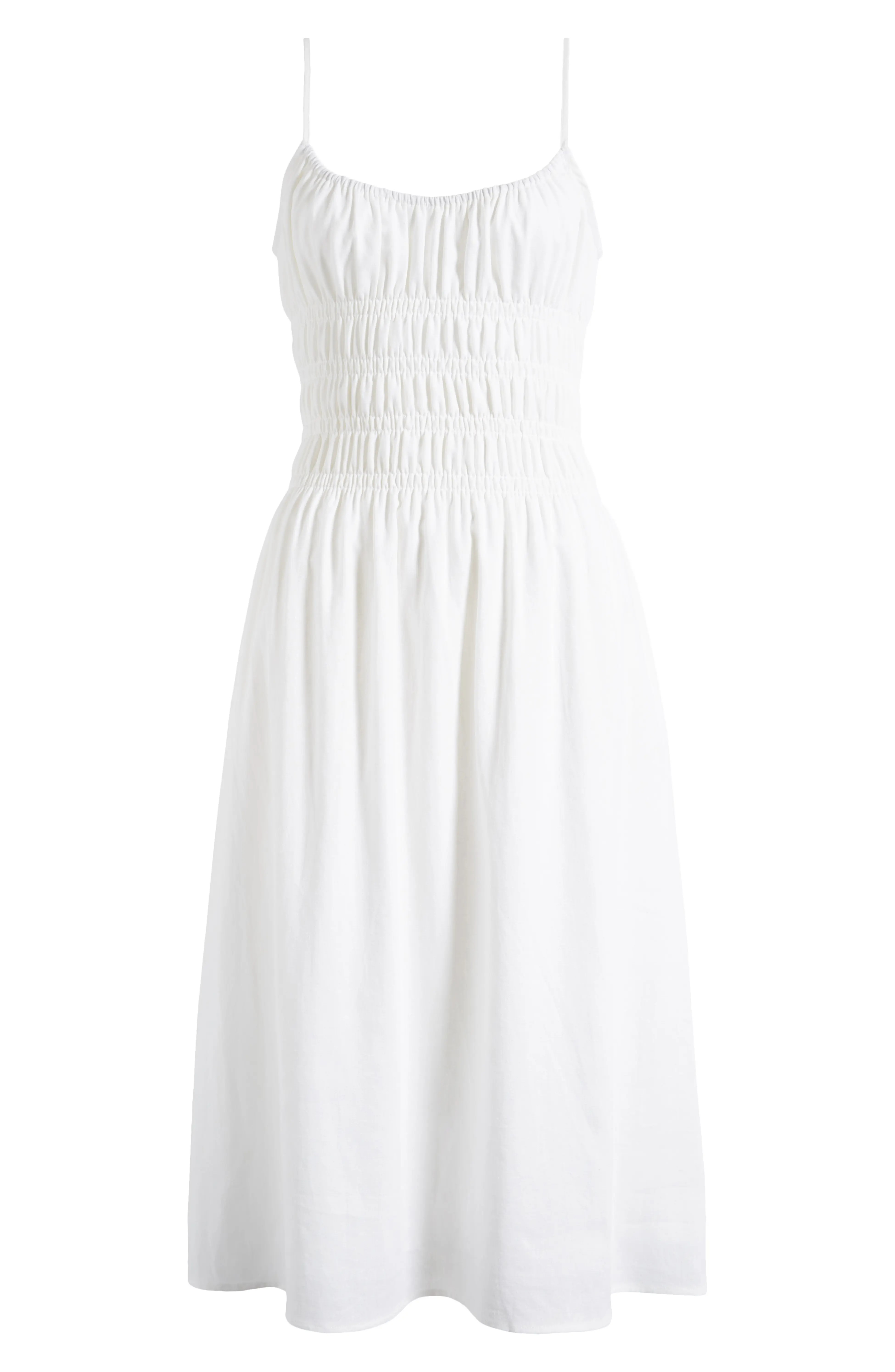 WAYF, Isabelle Smocked Linen Blend Midi Sundress (Was $99) 