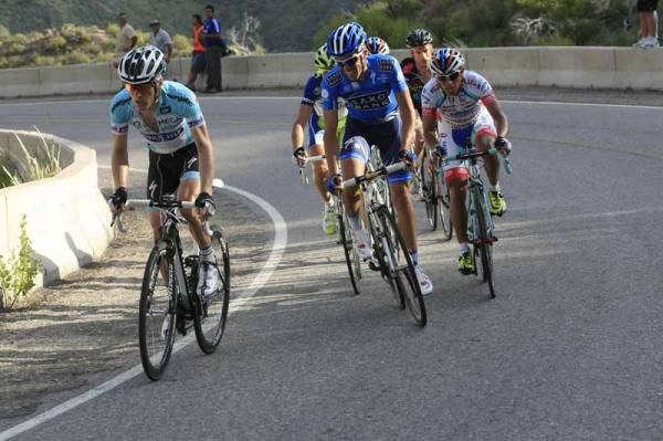 American Levi Leipheimer (Omega Pharma-QuickStep) winds up the pace