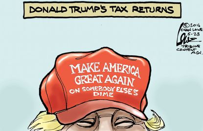 Political Cartoon U.S. Trump taxes 2016