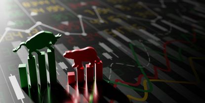stock market mixed lower green bull red bear