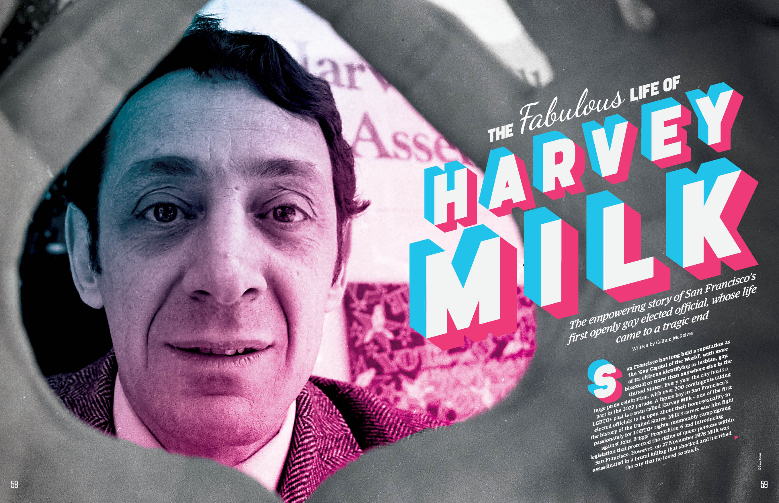 The life of Harvey Milk, feature spread All About History 126