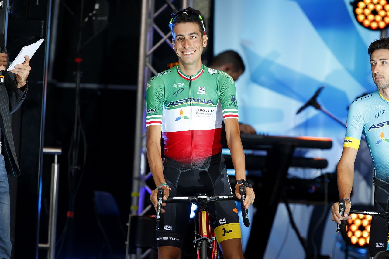 Fabio Aru (Astana) in his Italian champion's jersey