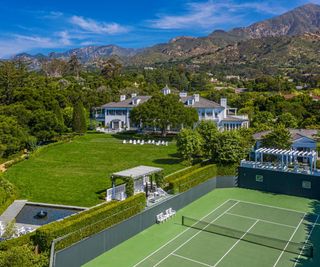 exterior and bird's eye view of Adam Levine's new home
