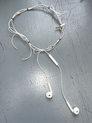 Corrina Goutos necklace made from earphones