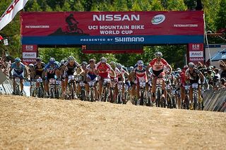 The start of the men's World Cup cross country race in Pietermaritzburg, South Africa in 2009.