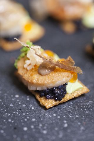 Blue Strawberry's Scallop, avocado and yuzu with shiitake ketchup canape, which came runner up in 2017's Country Life and Plain English canape competition