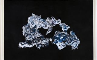 ice against a black background