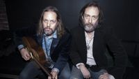 Portrait of American sibling musicians Rich and Chris Robinson, of the group the Black Crowes, as they pose backstage at Lincoln Hall, Chicago, Illinois, February 27, 2020. 
