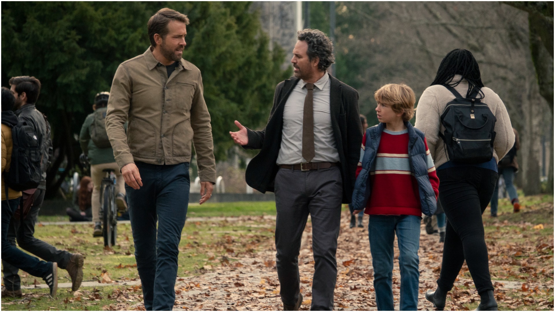 Ryan Reynolds, Mark Ruffalo, and Walker Scobell in The Adam Project