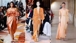 A composite of fall/winter fashion color trends 2023 apricot crush