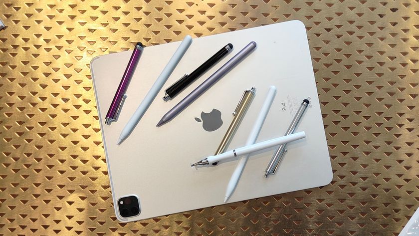 Several Apple Pencil alternatives on top of an iPad.