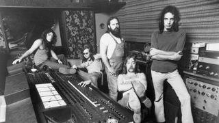 (L-R) Jim Hodder, Walter Becker, Denny Dias, Jeff "Skunk" Baxter and Donald Fagen of Steely Dan in 1973