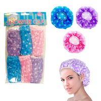 6 Pc Disposable Shower Caps Waterproof Cap Elastic Band Bath Hair Net Standard