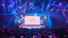 A photo of the Google Cloud Next 2026 logo at the opening keynore inside the Michelob Ultra Arena, at the Mandalay Bay Las Vegas.
