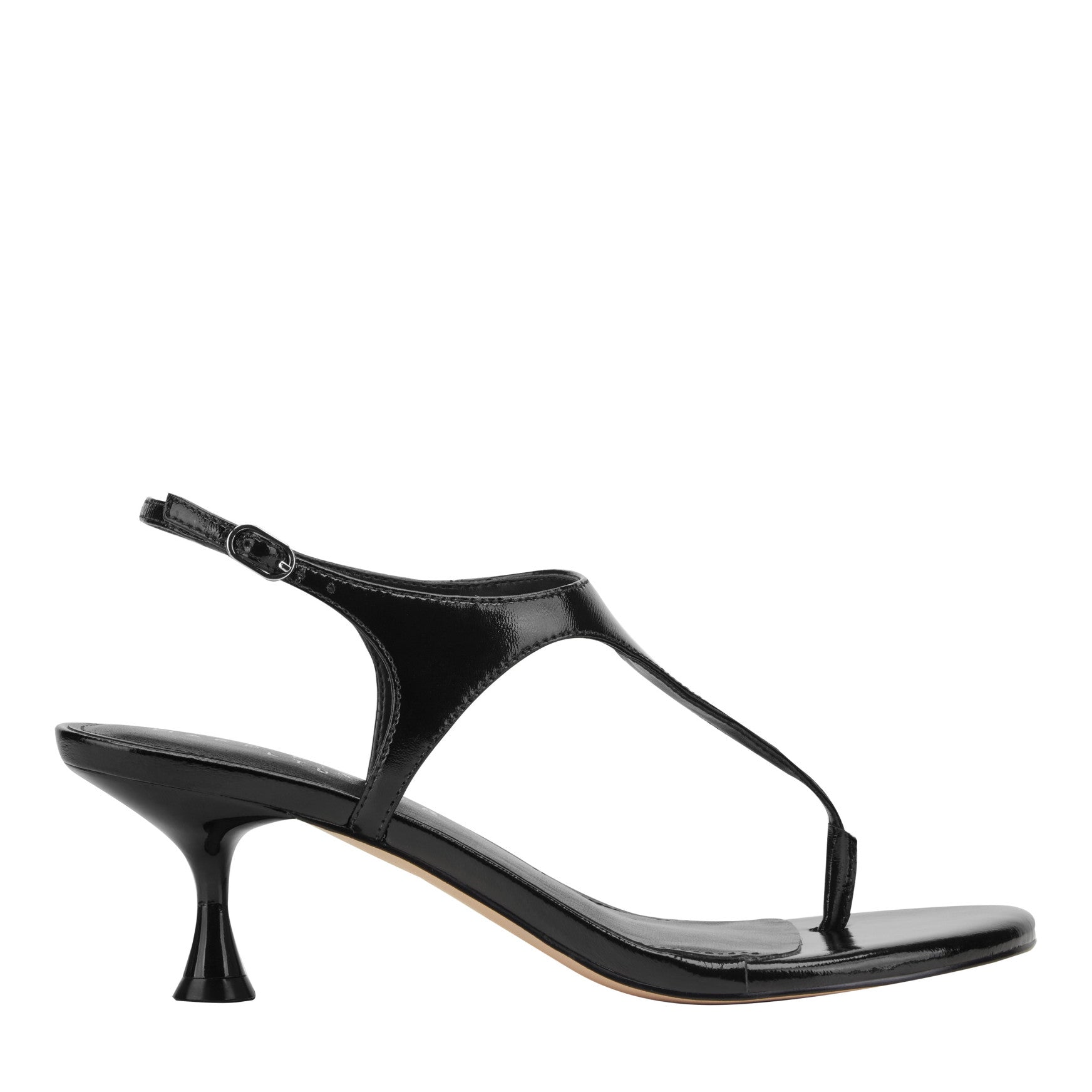 Pelysa Leather Heeled Thong Sandal - 5 / M / Black Patent Leather