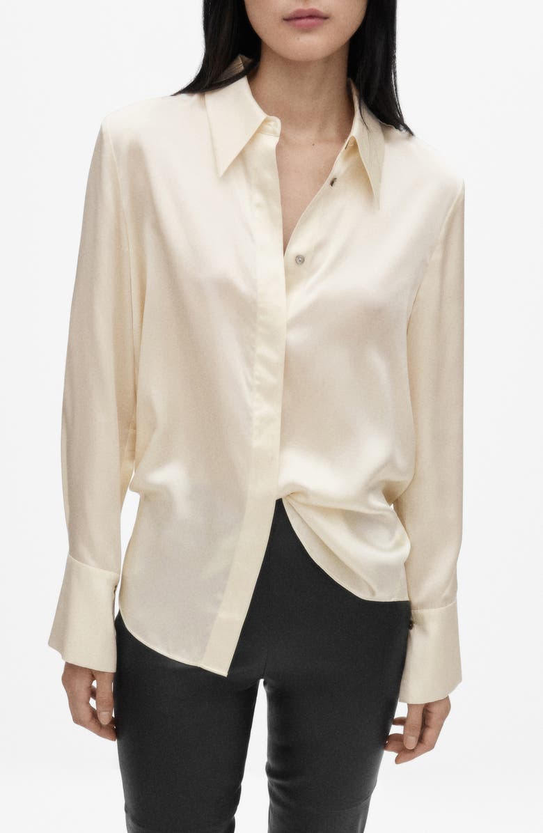 Satin Silk Button-Up Shirt